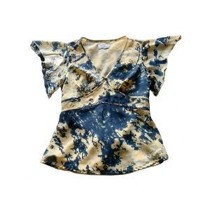 Abstract Print Tie Up Fairy Babydoll Top